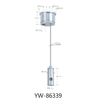 LED-verlichting Kabel systeem met 1,2 mm schroef in draad 600 mm lengte verstelbare afwerking
