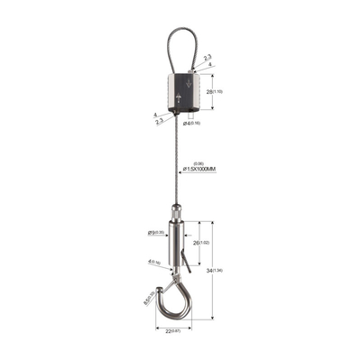 Messing Snap Zinklegering Kabel Looping Gripper Voor Licht Opknoping 1.5mm