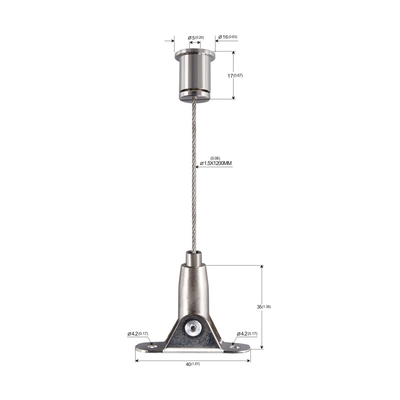 Acoustic panel hanging system met verstelbare kabelgrepen 1,5 mm draad touw