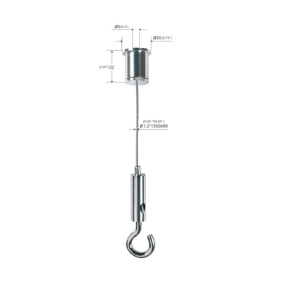 Acoustic panel hanging system met verstelbare kabelgrepen 1,5 mm draad touw