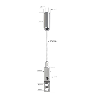 Acoustic panel hanging system met verstelbare kabelgrepen 1,5 mm draad touw