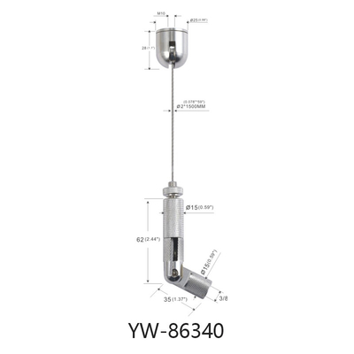 LED-verlichting Kabel systeem met 1,2 mm schroef in draad 600 mm lengte verstelbare afwerking