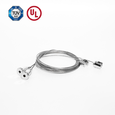 Plafondbevestiging met kabel voor het ophangen van geluidsabsorberend katoenen accessoire