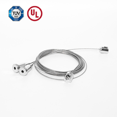 Plafondbevestiging met kabel voor het ophangen van geluidsabsorberend katoenen accessoire