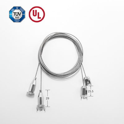 Plafondbevestiging met kabel voor het ophangen van geluidsabsorberend katoenen accessoire