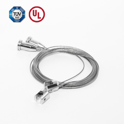 Plafondbevestiging met kabel voor het ophangen van geluidsabsorberend katoenen accessoire